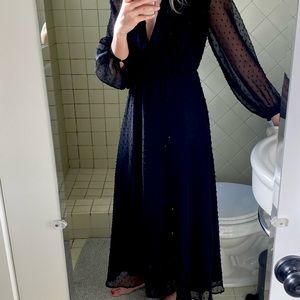 Long Black Maxi Dress with V-Neck